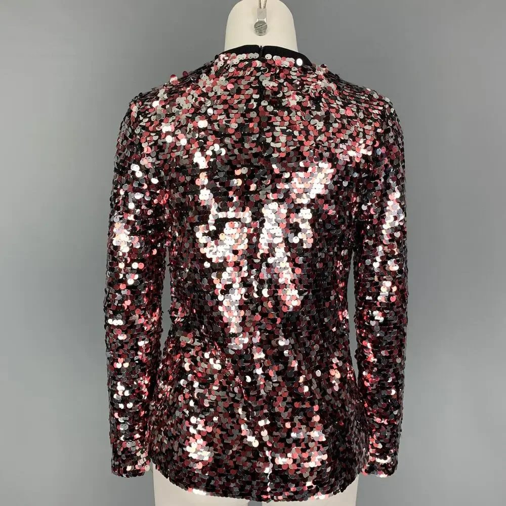MCQ by ALEXANDER MCQUEEN Size 2 Pink Silver Polyamide Sequined Blouse